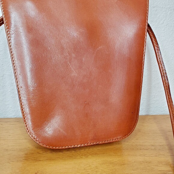 VTG 90s Cognac Brown Leather Shoulder Bag Purse Boho Western Made in Italy - Picture 9 of 12
